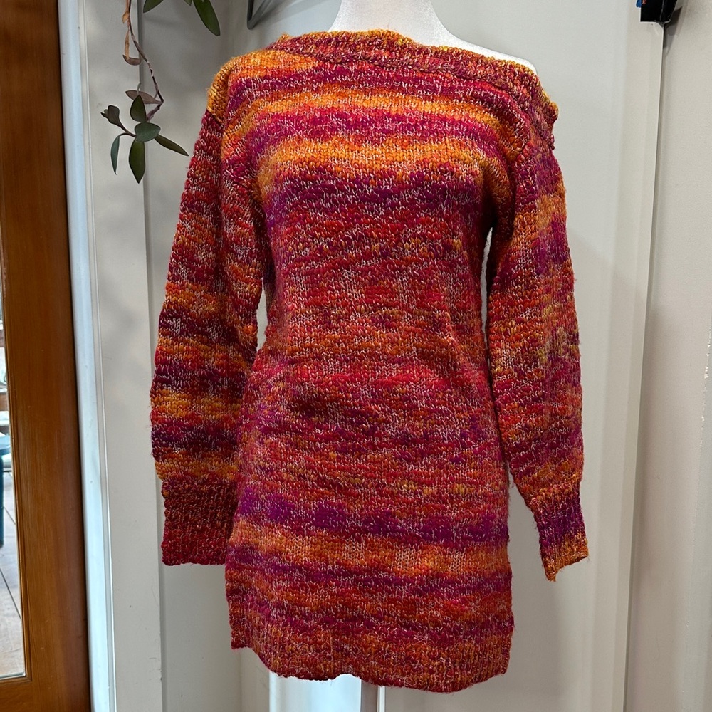 Ramy Brook Vibrant Darla Off-the-Shoulder Sweater Red Orange NWT Size S
